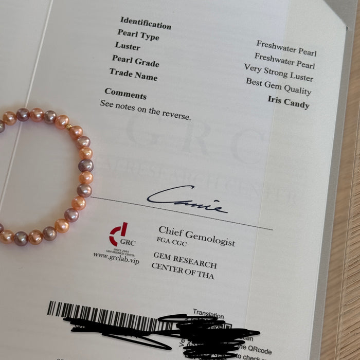 14K Yellow Gold Colourful Freshwater Pearl Bracelet