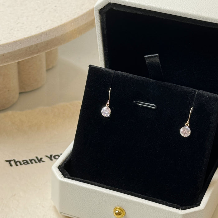 (PREORDER) 10K Yellow Solid Gold 5MM Cubic Zirconia Hook Earring