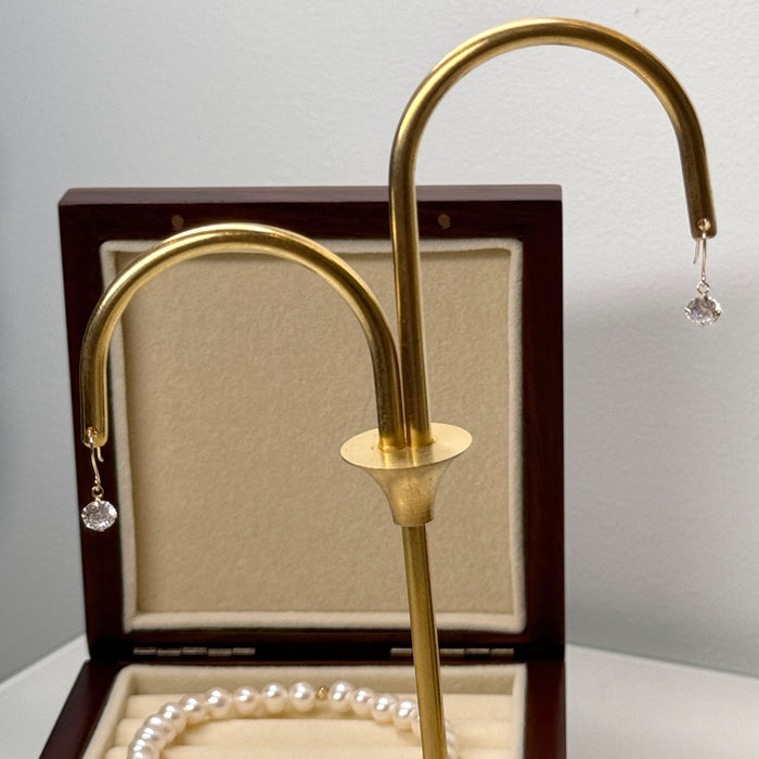 (PREORDER) 10K Yellow Solid Gold 5MM Cubic Zirconia Hook Earring