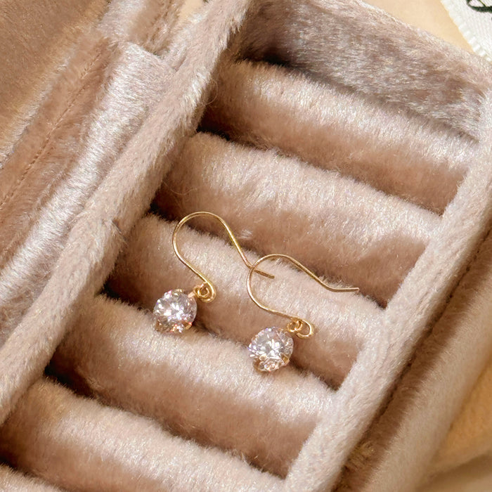 (PREORDER) 10K Yellow Solid Gold 5MM Cubic Zirconia Hook Earring
