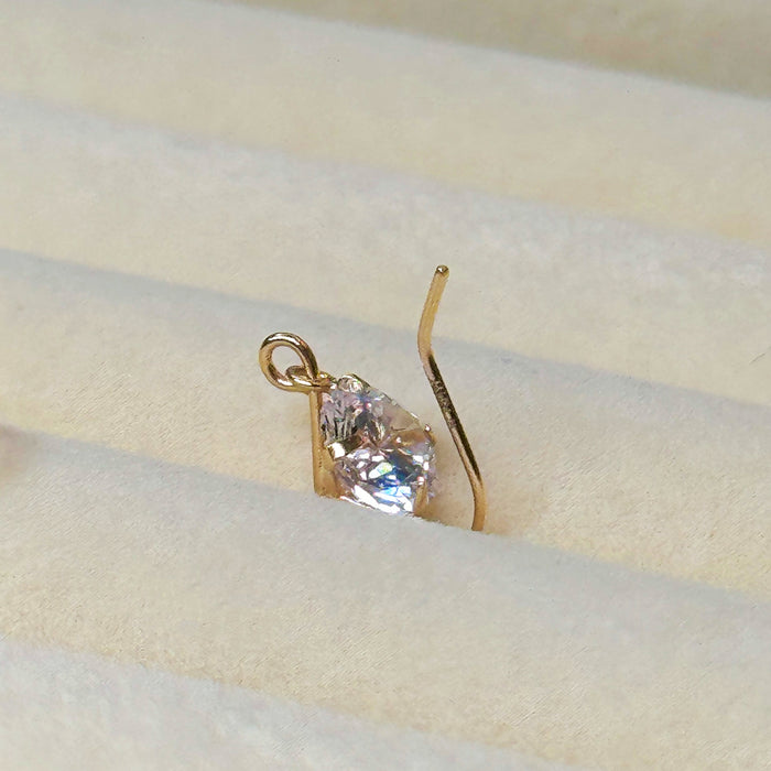 (PREORDER) 10K Yellow Solid Gold 5MM Cubic Zirconia Hook Earring