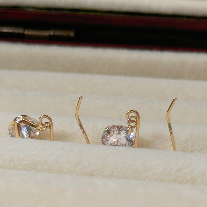 (PREORDER) 10K Yellow Solid Gold 5MM Cubic Zirconia Hook Earring
