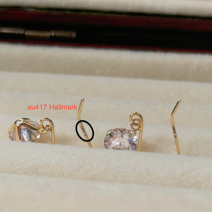 (PREORDER) 10K Yellow Solid Gold 5MM Cubic Zirconia Hook Earring