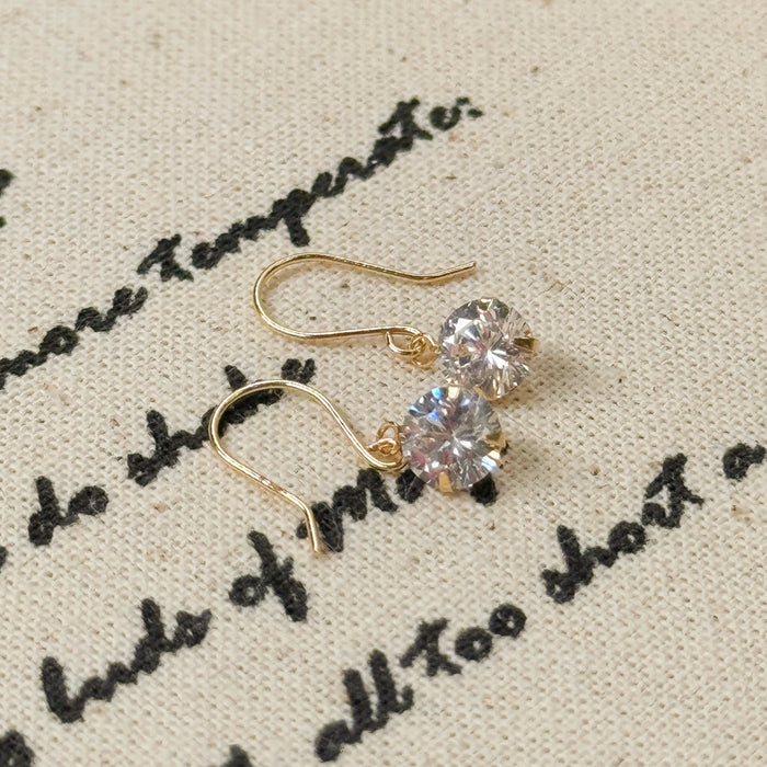 (PREORDER) 10K Yellow Solid Gold 5MM Cubic Zirconia Hook Earring