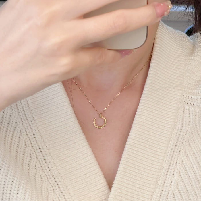 14K Yellow Gold Fashion Design C Women Necklace