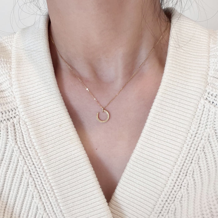 14K Yellow Gold Fashion Design C Women Necklace