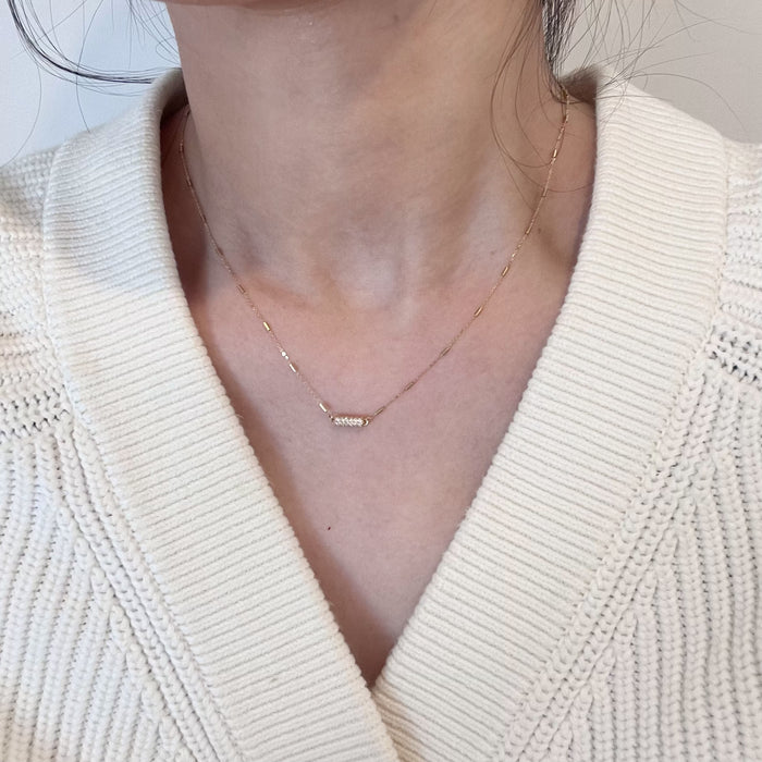 14K Yellow Gold Solid Gleam Bar Necklace