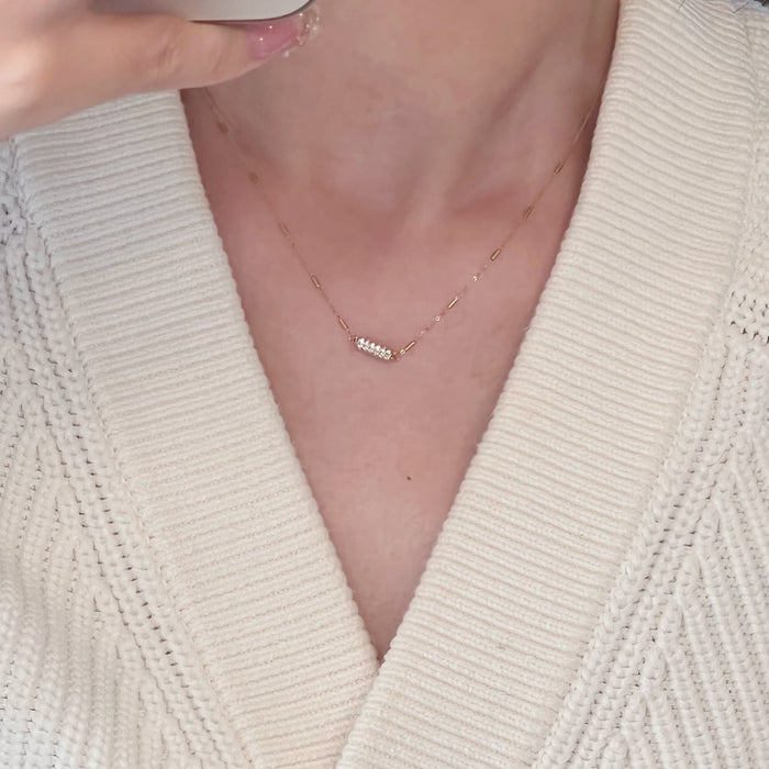 14K Yellow Gold Solid Gleam Bar Necklace