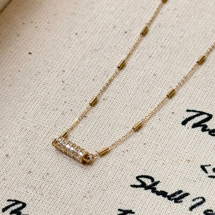 14K Yellow Gold Solid Gleam Bar Necklace