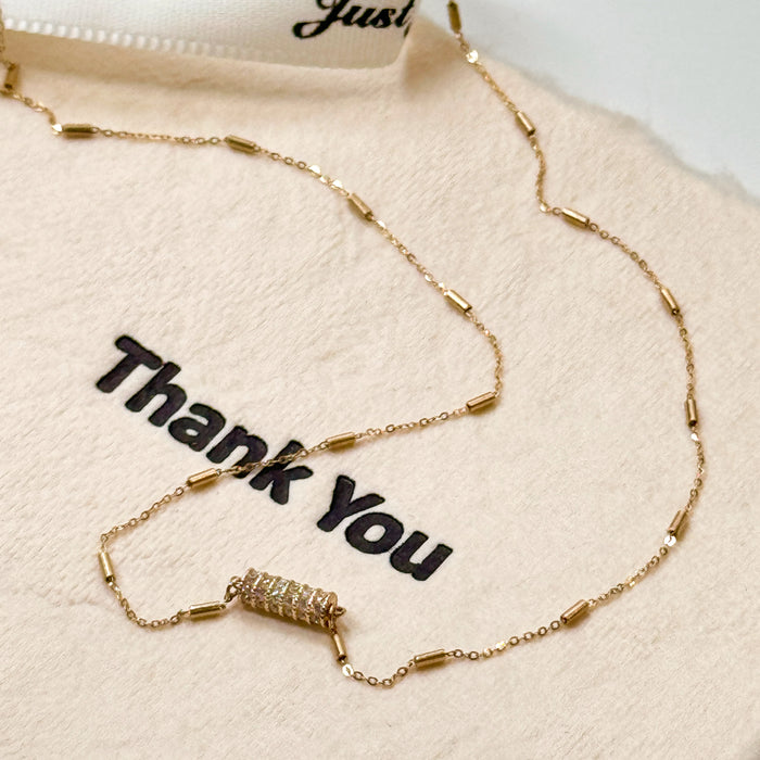 14K Yellow Gold Solid Gleam Bar Necklace