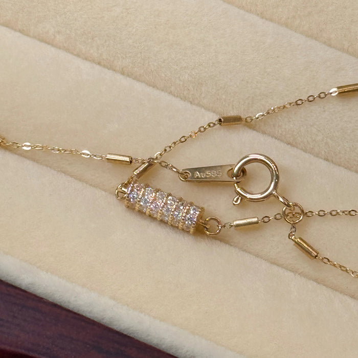 14K Yellow Gold Solid Gleam Bar Necklace