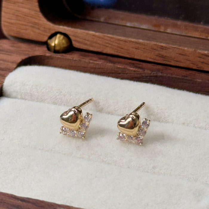 10K Yellow Gold Love Design Stud Earring