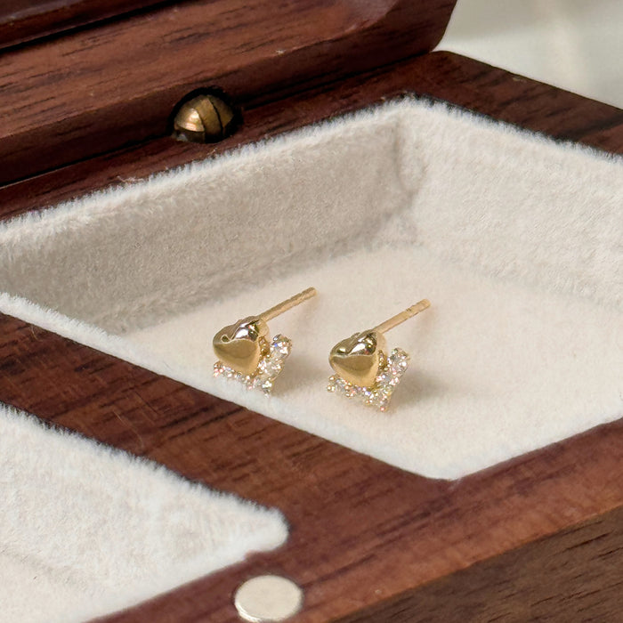 10K Yellow Gold Love Design Stud Earring