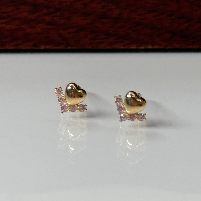 10K Yellow Gold Love Design Stud Earring