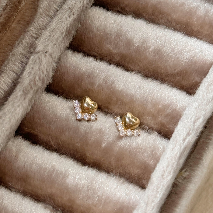 10K Yellow Gold Love Design Stud Earring