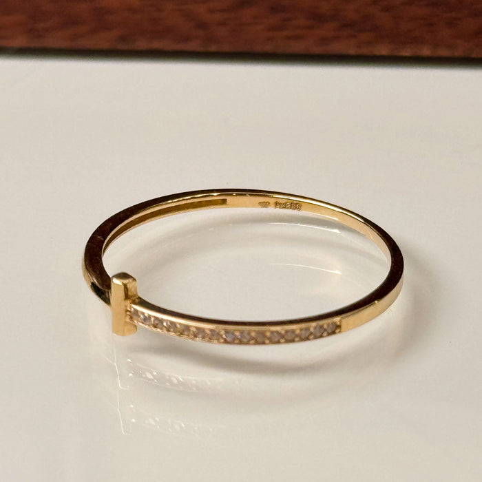 14K Yellow Gold T Design Half Ring