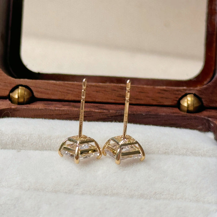 10K Yellow Gold Square 5MM Cubic Zirconia Stud Earring