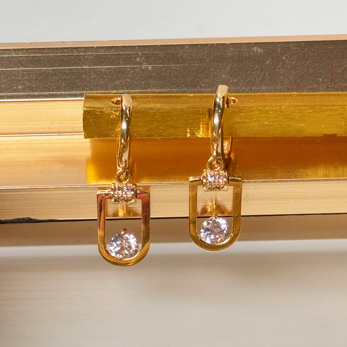 14K Yellow Gold Hoop Dangle Earring