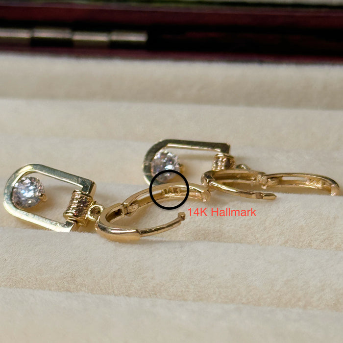 14K Yellow Gold Hoop Dangle Earring