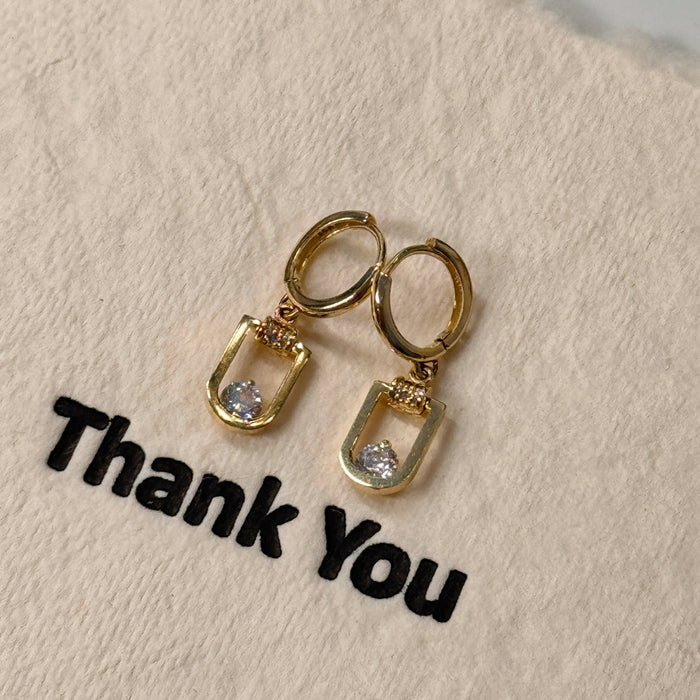 14K Yellow Gold Hoop Dangle Earring