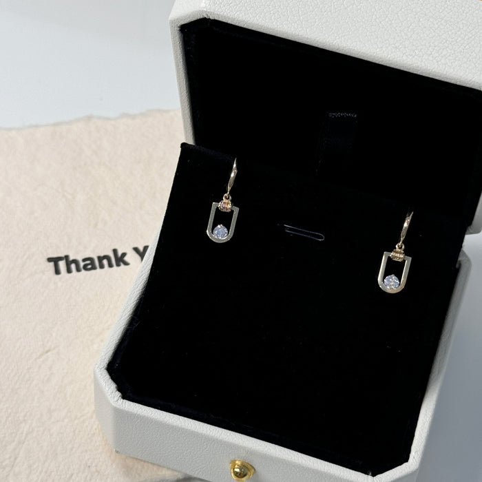 14K Yellow Gold Hoop Dangle Earring