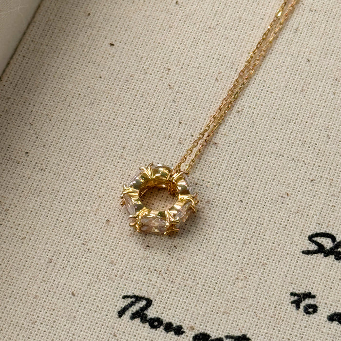 14K Yellow Gold Solid Lucky Circle Necklace