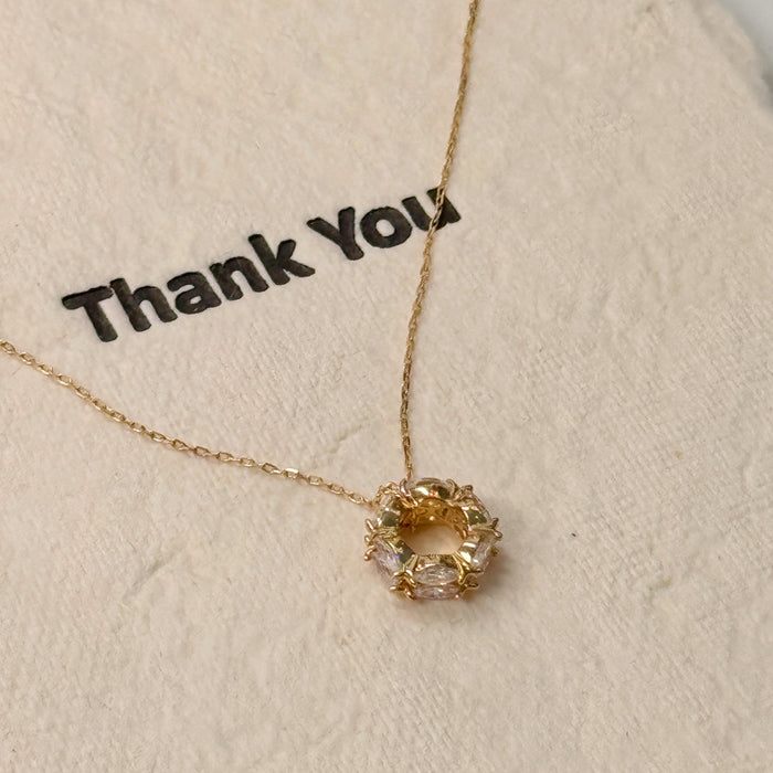 14K Yellow Gold Solid Lucky Circle Necklace