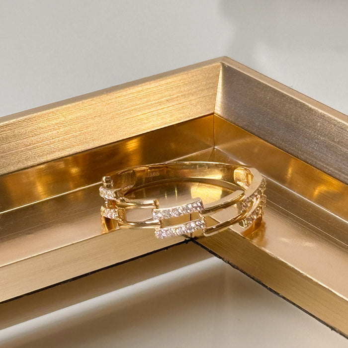 14K Yellow Gold Modern Link Chain Ring