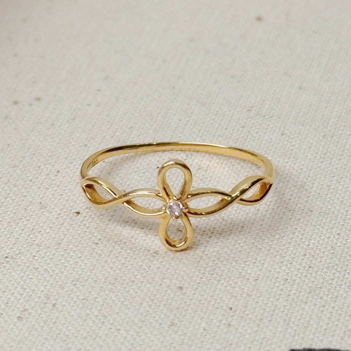 14K Yellow Gold Floral Blooming Flower Ring