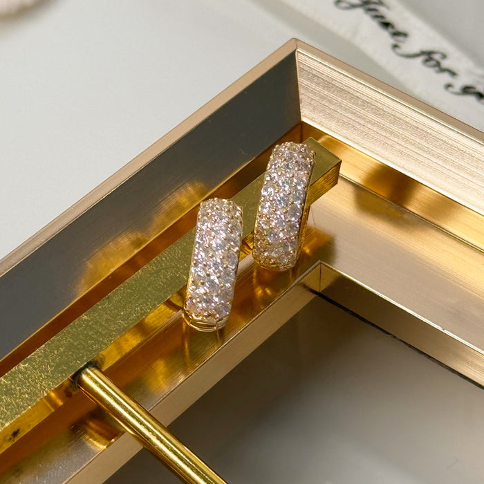 10K Yellow Gold Classic Dazzling Huggie Hoop Earring