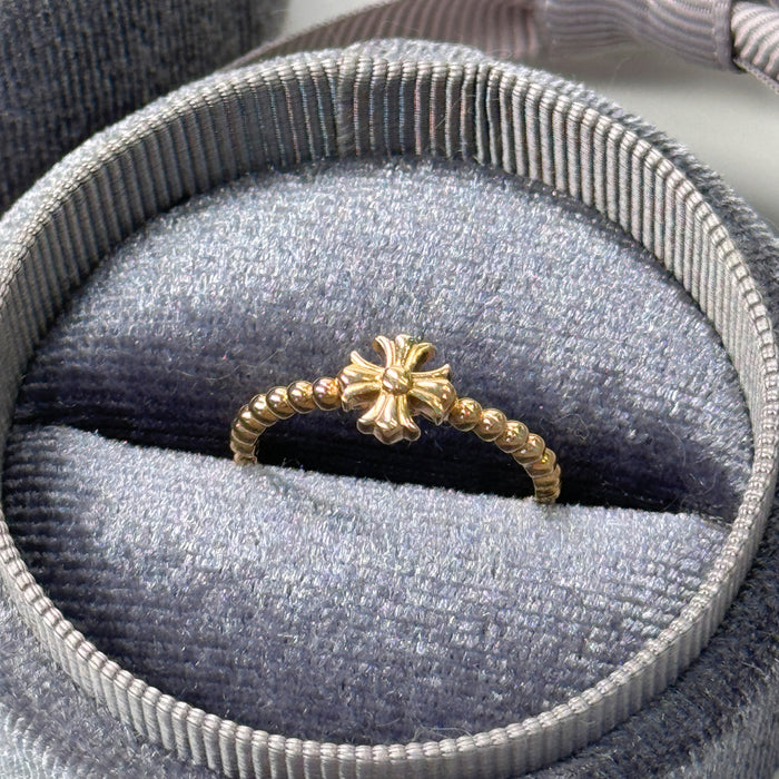 14K Solid Yellow Gold Cross Design Ring