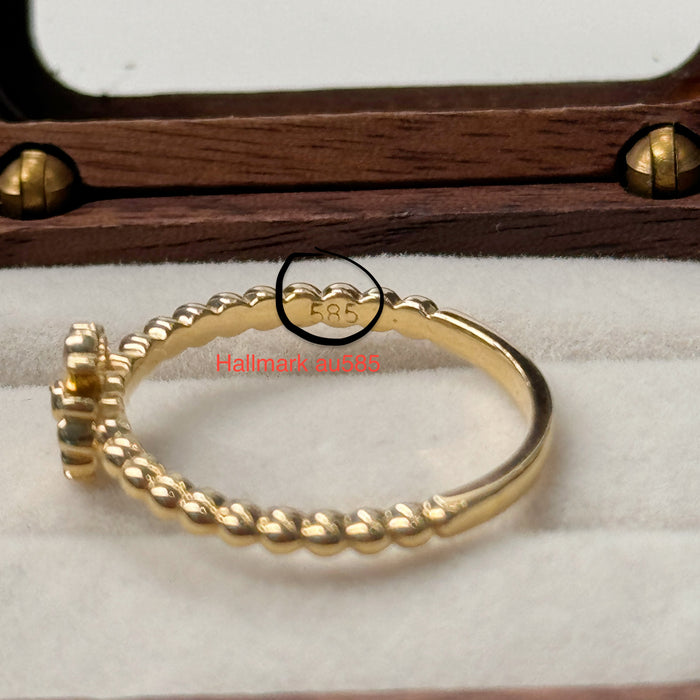 14K Solid Yellow Gold Cross Design Ring