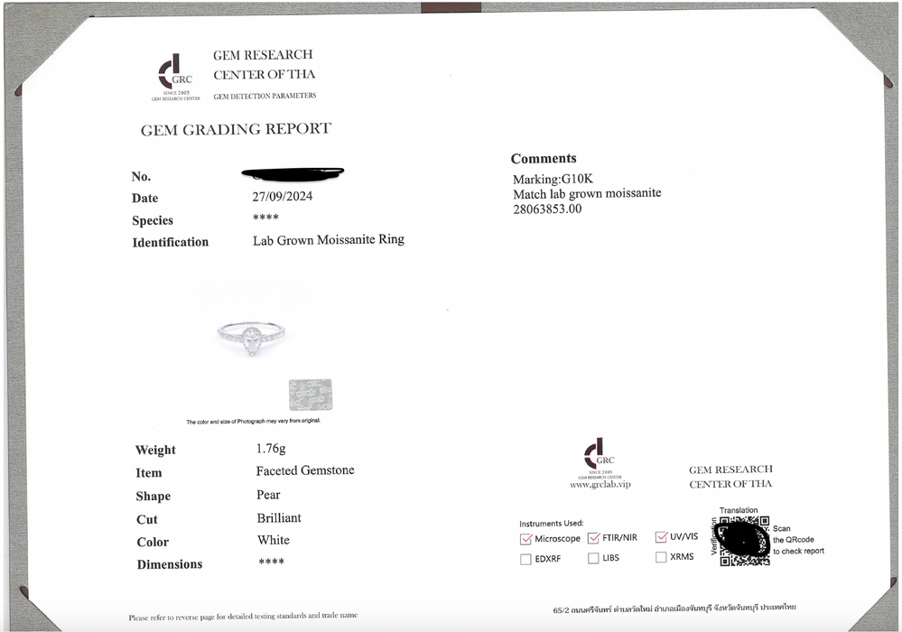 10K White Gold 0.5 Carat Moissanite Halo Pear Wedding Ring