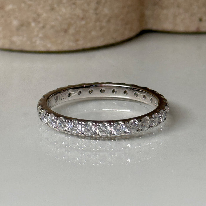 10K White Gold Moissanite Studded Eternity Wedding Ring