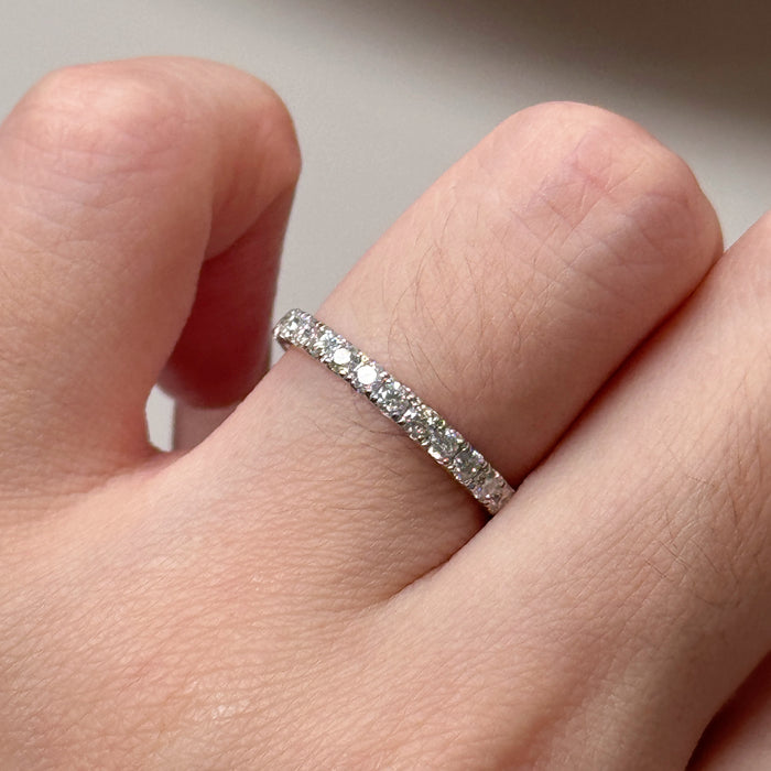 10K White Gold Moissanite Studded Eternity Wedding Ring
