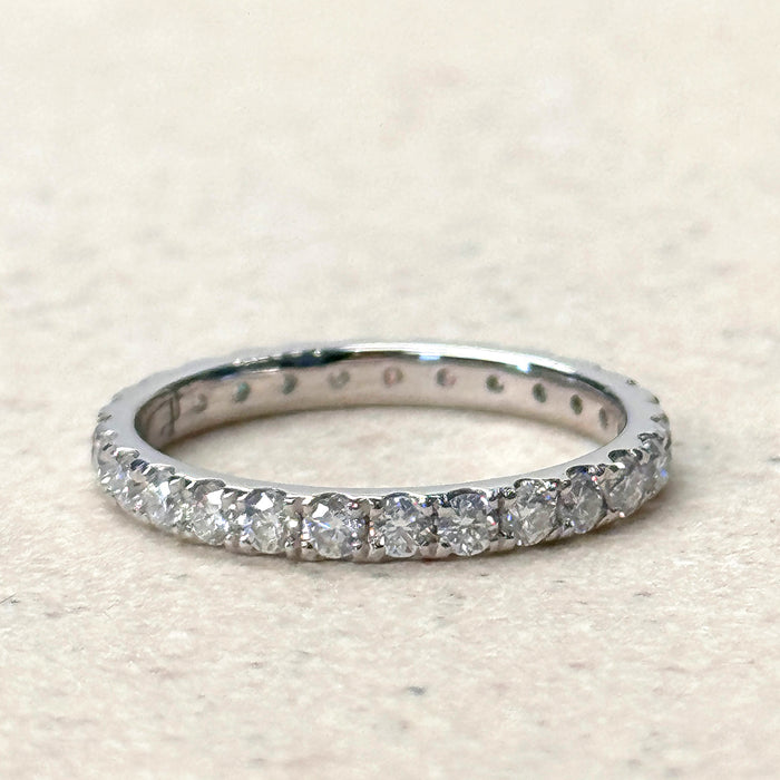 10K White Gold Moissanite Studded Eternity Wedding Ring