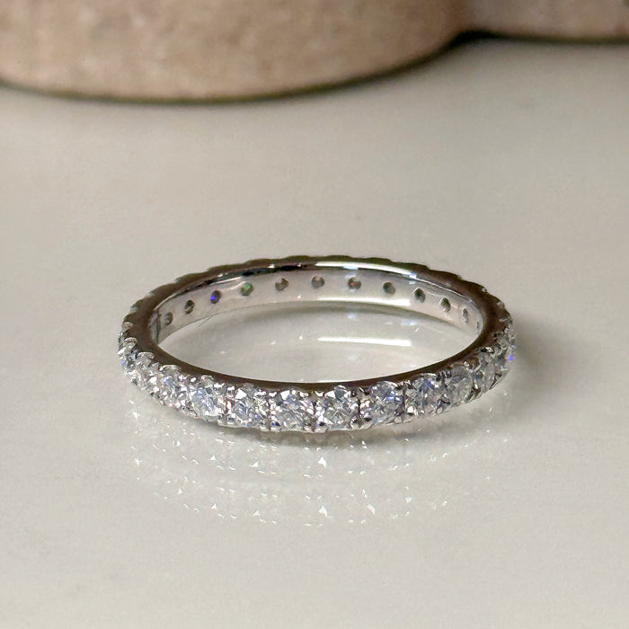 10K White Gold Moissanite Studded Eternity Wedding Ring