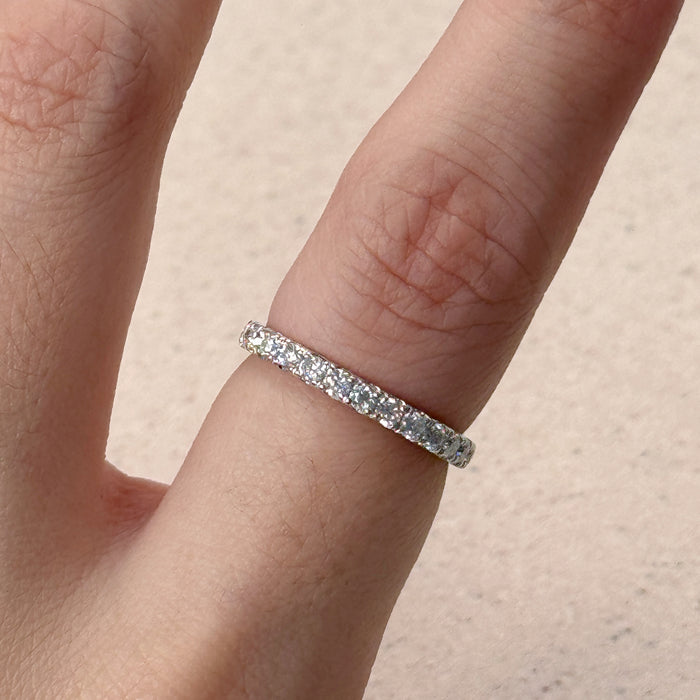 10K White Gold Moissanite Studded Eternity Wedding Ring