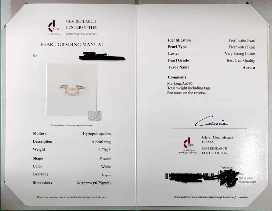 14K Yellow Gold Elegant Aurora Freshwater Pearl Ring